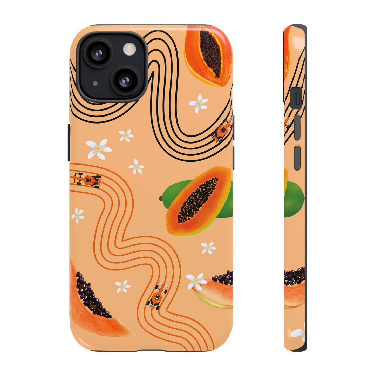 Orange F1 McLaren and Papaya Phone Case, Trendy F1 Gift, Formula 1 Gift, Cute Fruit F1 Phone Case, Unique Phone Case