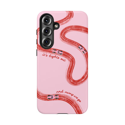 F1 Phone Case Pink and Red Painted "its lights out and away we go", Trendy F1 Gift, Formula 1 Gift, Cute F1 Phone Case, Unique Phone Case