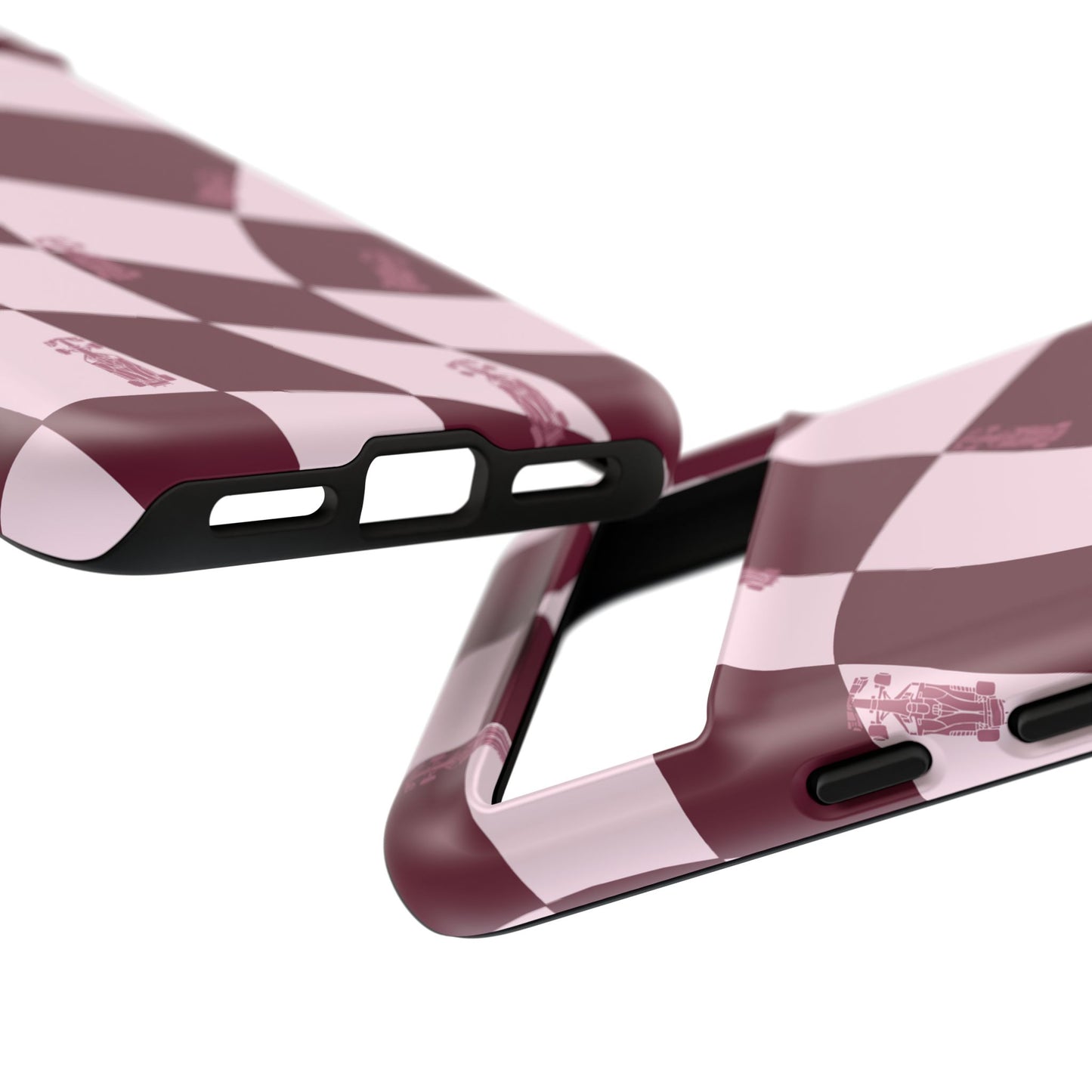 F1 Phone Case Pink Checkered Design, Trendy F1 Gift, Formula 1 Gift, Cute F1 Phone Case, Unique Formula One Phone Case