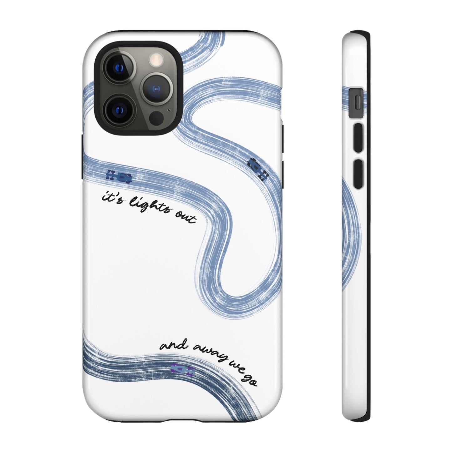 F1 Phone Case Blue Painted "its lights out and away we go", Trendy F1 Gift, Formula 1 Gift, Cute F1 Phone Case, Gift for F1 Fans