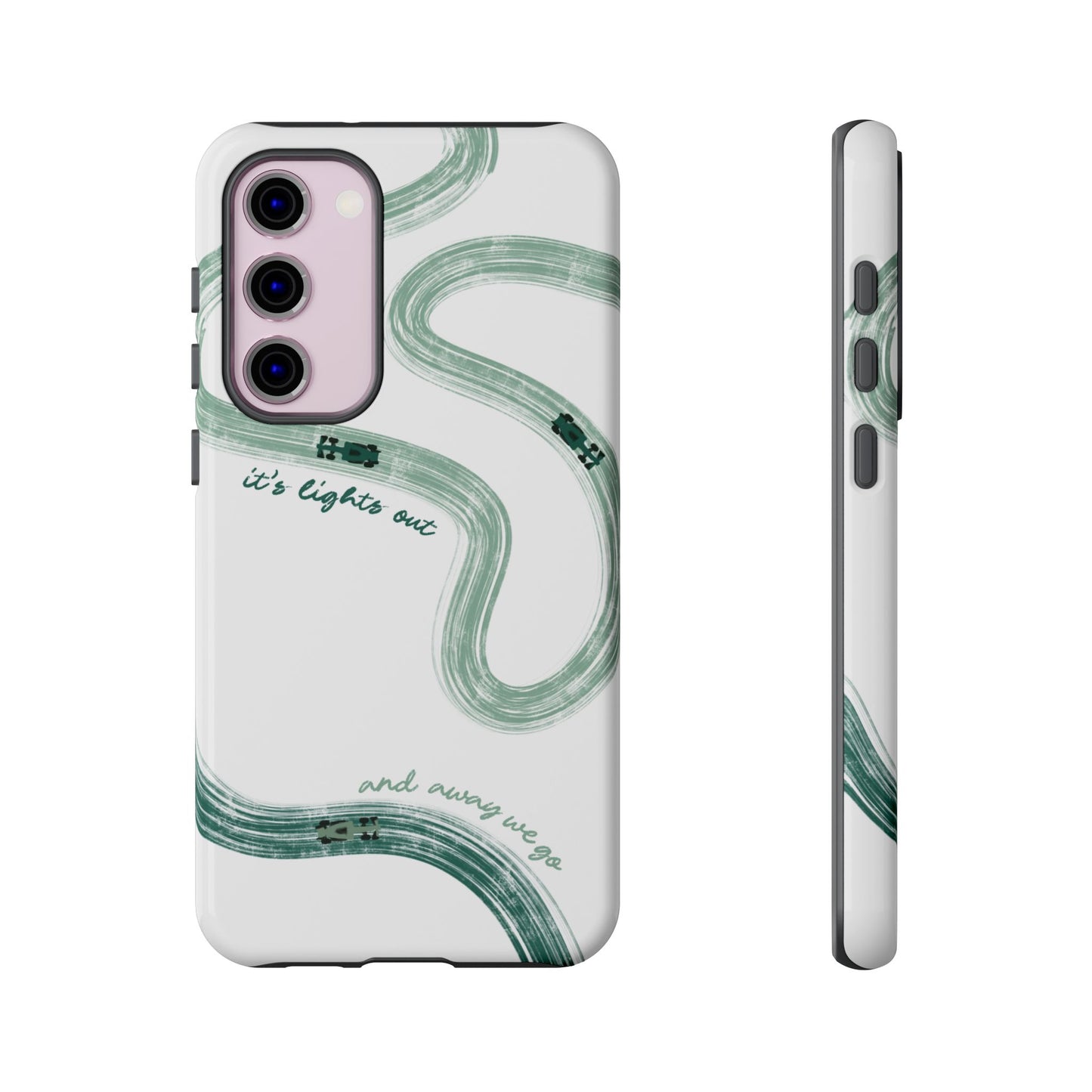 F1 Phone Case Green Painted "its lights out and away we go", Trendy F1 Gift, Formula 1 Gift, Cute F1 Phone Case, Gift for F1 Fans