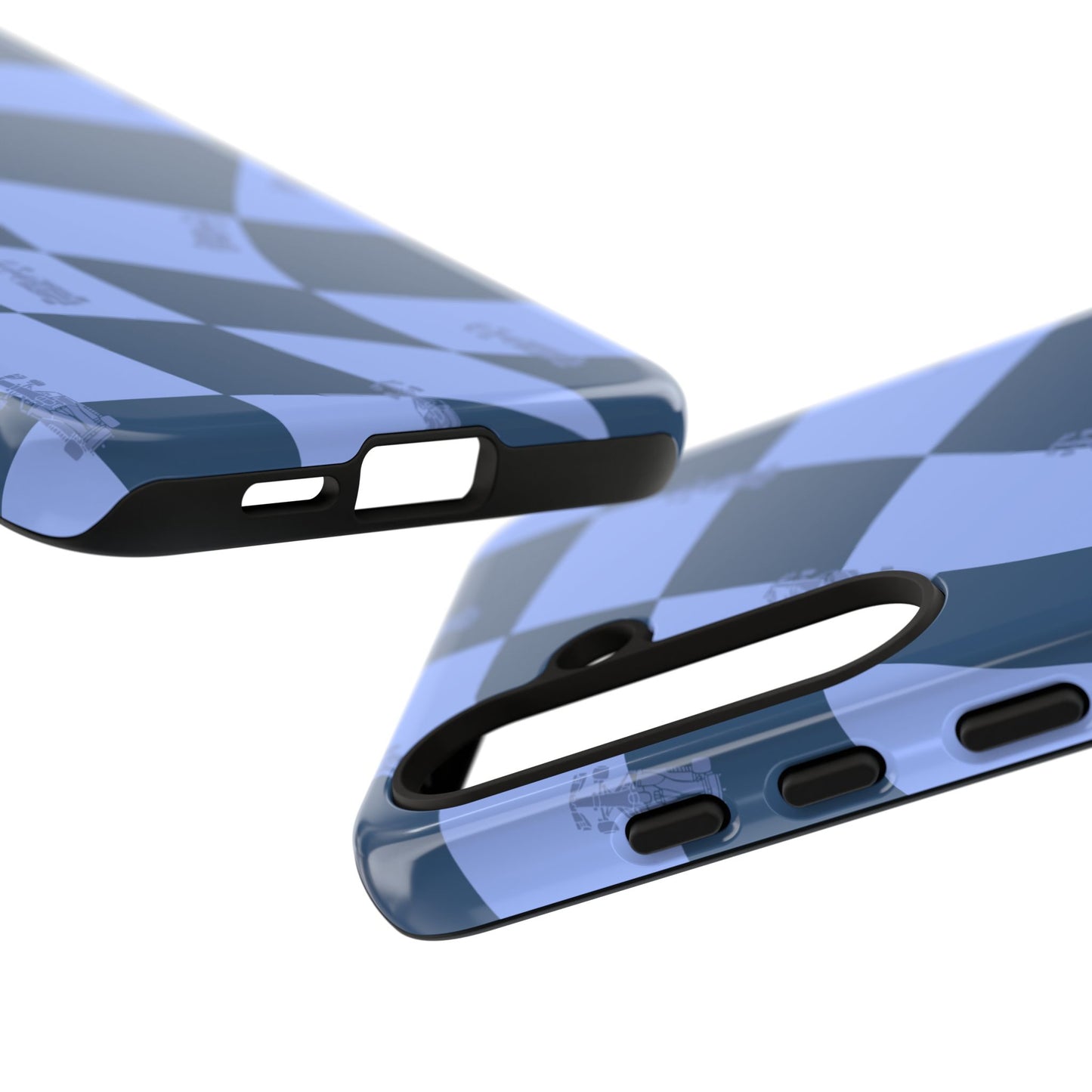 F1 Phone Case Blue Checkerboard Design, Trendy F1 Gift, Formula 1 Gift, Cute F1 Phone Case, Unique Formula One Phone Case