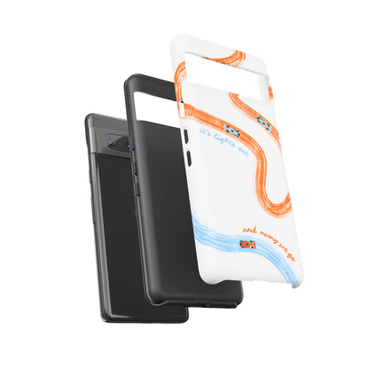 McLaren F1 Phone Case Orange and Blue Painted "its lights out and away we go", Trendy F1 Gift, Formula 1 Gift, Cute F1 Phone Case