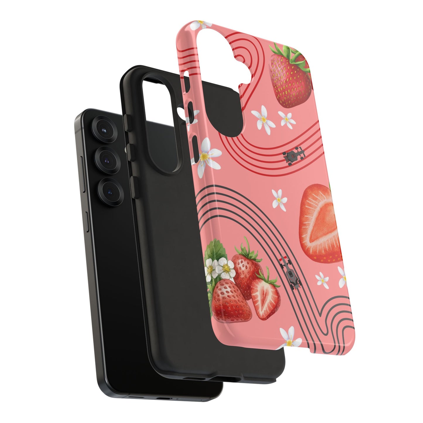 Red F1 Audi and Strawberries Phone Case, Trendy F1 Gift, Formula 1 Gift, Cute Fruit F1 Phone Case, Unique Phone Case