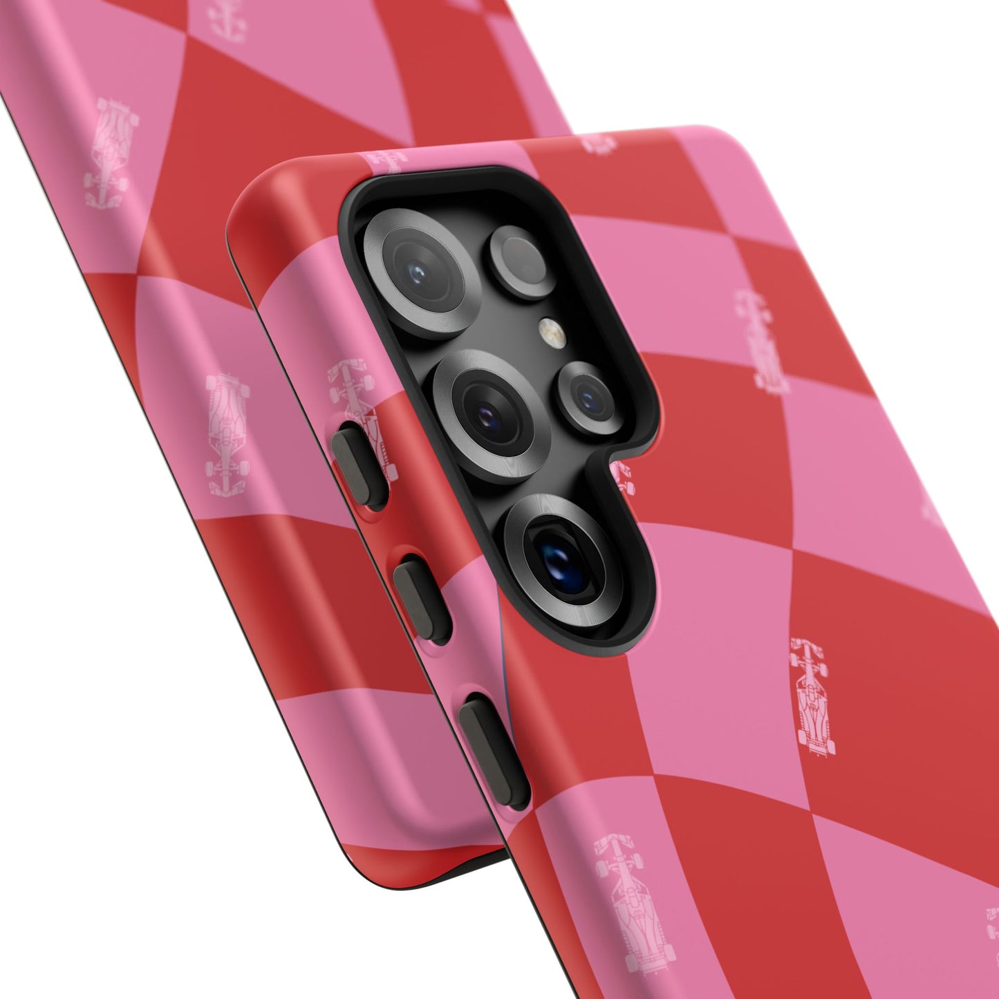 F1 Phone Case Pink and Red Checkerboard Design, Trendy F1 Gift, Girly Formula 1 Gift, Cute F1 Phone Case, Unique Formula One Phone Case