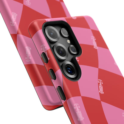 F1 Phone Case Pink and Red Checkerboard Design, Trendy F1 Gift, Girly Formula 1 Gift, Cute F1 Phone Case, Unique Formula One Phone Case