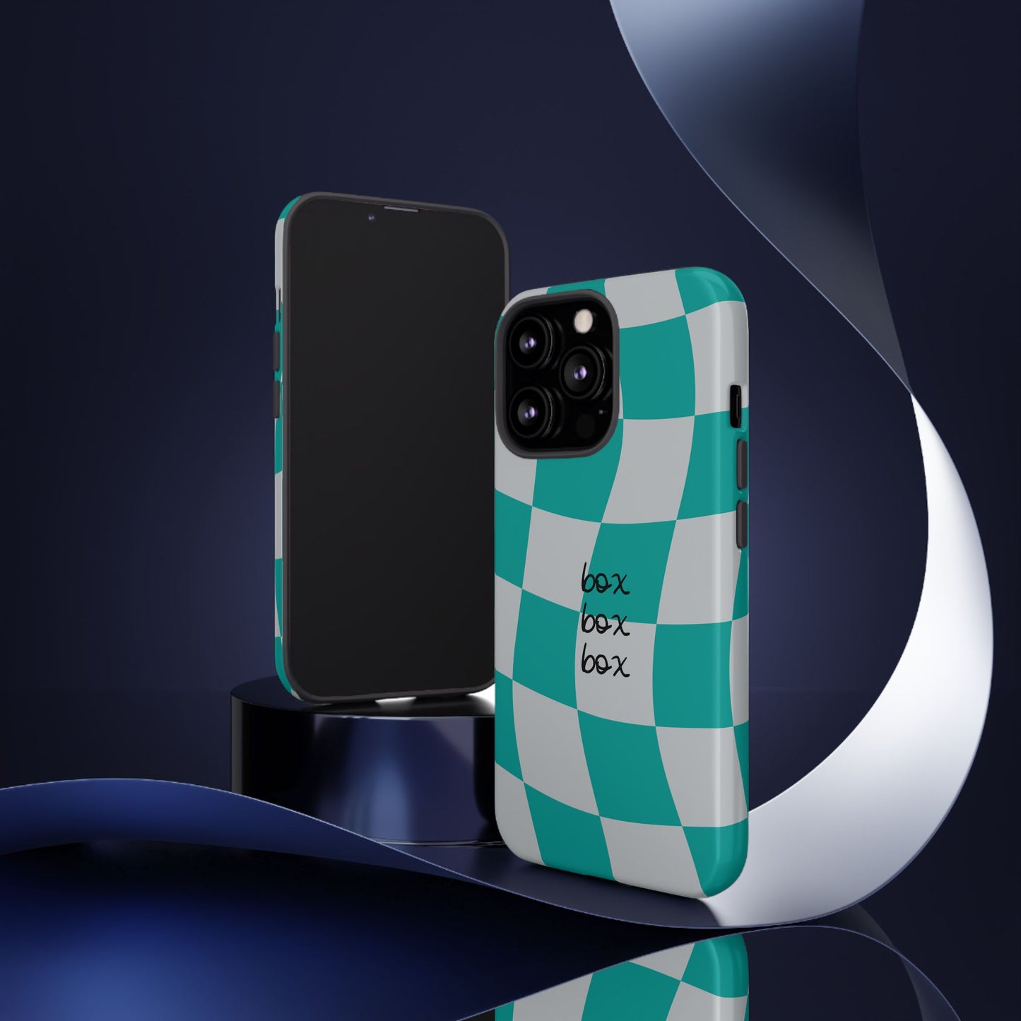 Mercedes Teal and Grey Checkered F1 Phone Case, Box Box Box F1 Phone Case