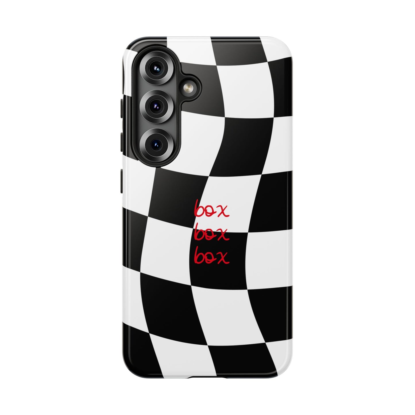 Black and Red Checkered F1 Phone Case, Box Box Box F1 Phone Case