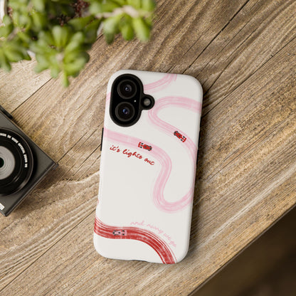 F1 Phone Case Pink and Red Painted "its lights out and away we go", Trendy F1 Gift, Formula 1 Gift, Cute F1 Phone Case, Unique Phone Case