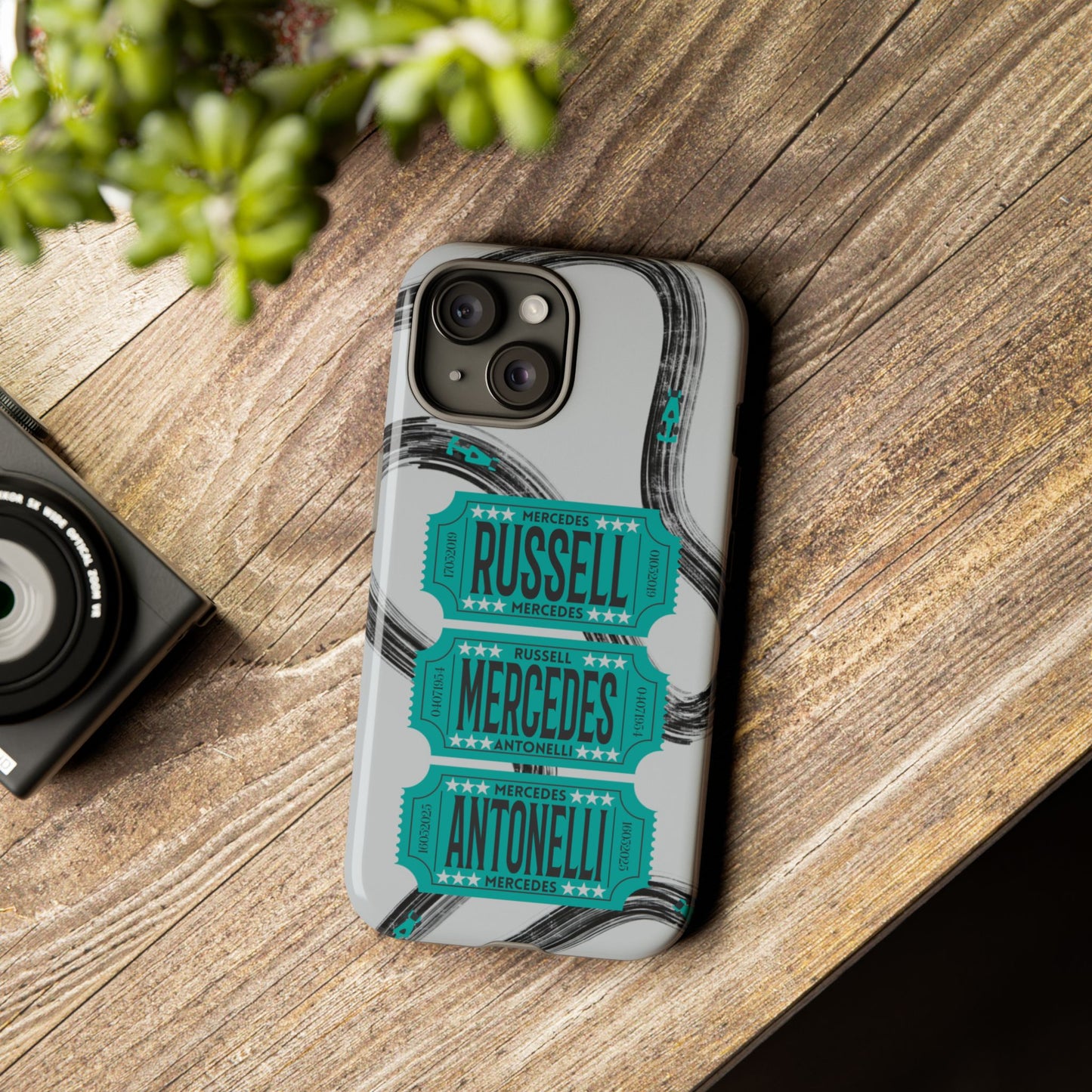 Mercedes F1 Phone Case Painted Ticket Stubs, Trendy F1 Gift, Formula 1 Gift, Cute F1 Phone Case
