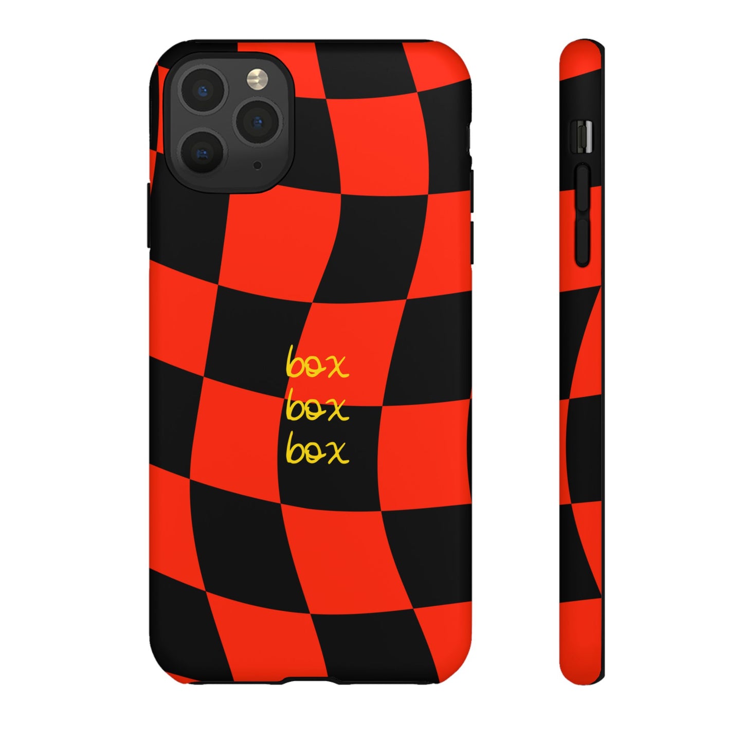 F1 Ferrari Black and Red Checkered Phone Case, Box Box Box F1 Phone Case