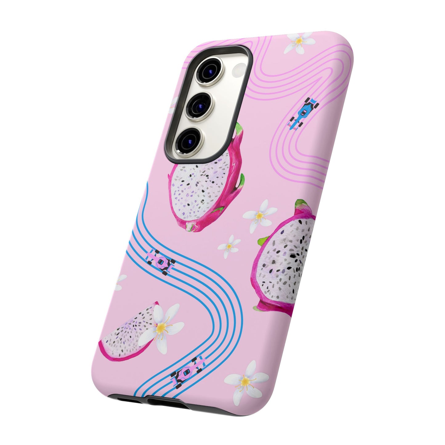 Pink F1 Alpine and Dragonfruit Phone Case, Trendy F1 Gift, Formula 1 Gift, Cute Fruit F1 Phone Case, Unique Phone Case