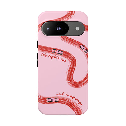 F1 Phone Case Pink and Red Painted "its lights out and away we go", Trendy F1 Gift, Formula 1 Gift, Cute F1 Phone Case, Unique Phone Case