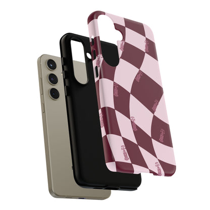F1 Phone Case Pink Checkered Design, Trendy F1 Gift, Formula 1 Gift, Cute F1 Phone Case, Unique Formula One Phone Case