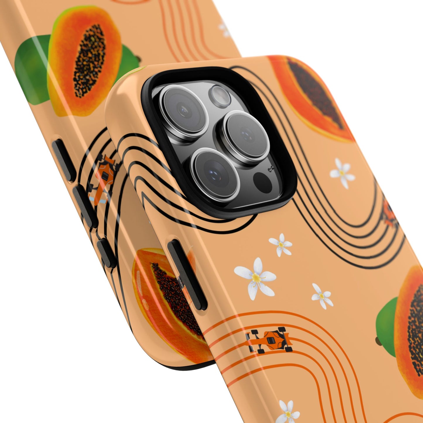 Orange F1 McLaren and Papaya Phone Case, Trendy F1 Gift, Formula 1 Gift, Cute Fruit F1 Phone Case, Unique Phone Case