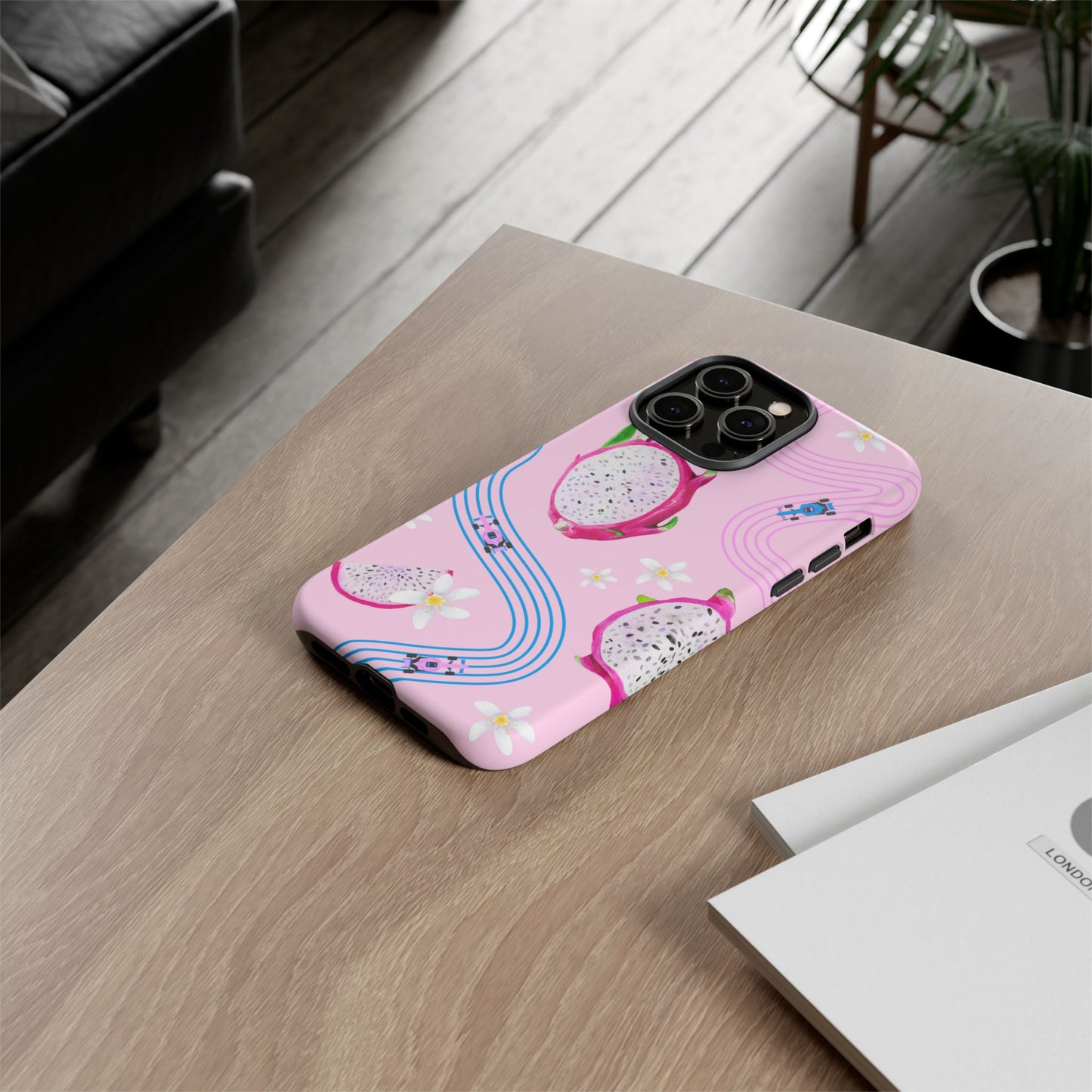 Pink F1 Alpine and Dragonfruit Phone Case, Trendy F1 Gift, Formula 1 Gift, Cute Fruit F1 Phone Case, Unique Phone Case