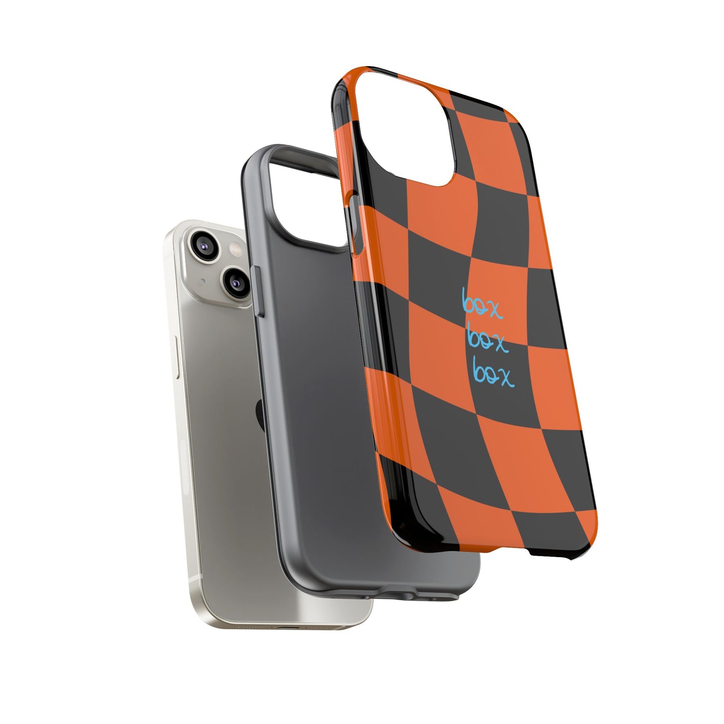 McLaren Orange and Black Checkered F1 Phone Case, Box Box Box F1 Phone Case