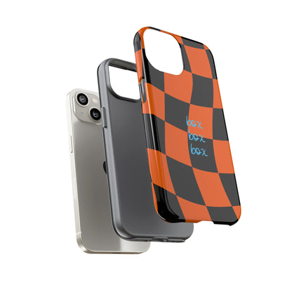 McLaren Orange and Black Checkered F1 Phone Case, Box Box Box F1 Phone Case