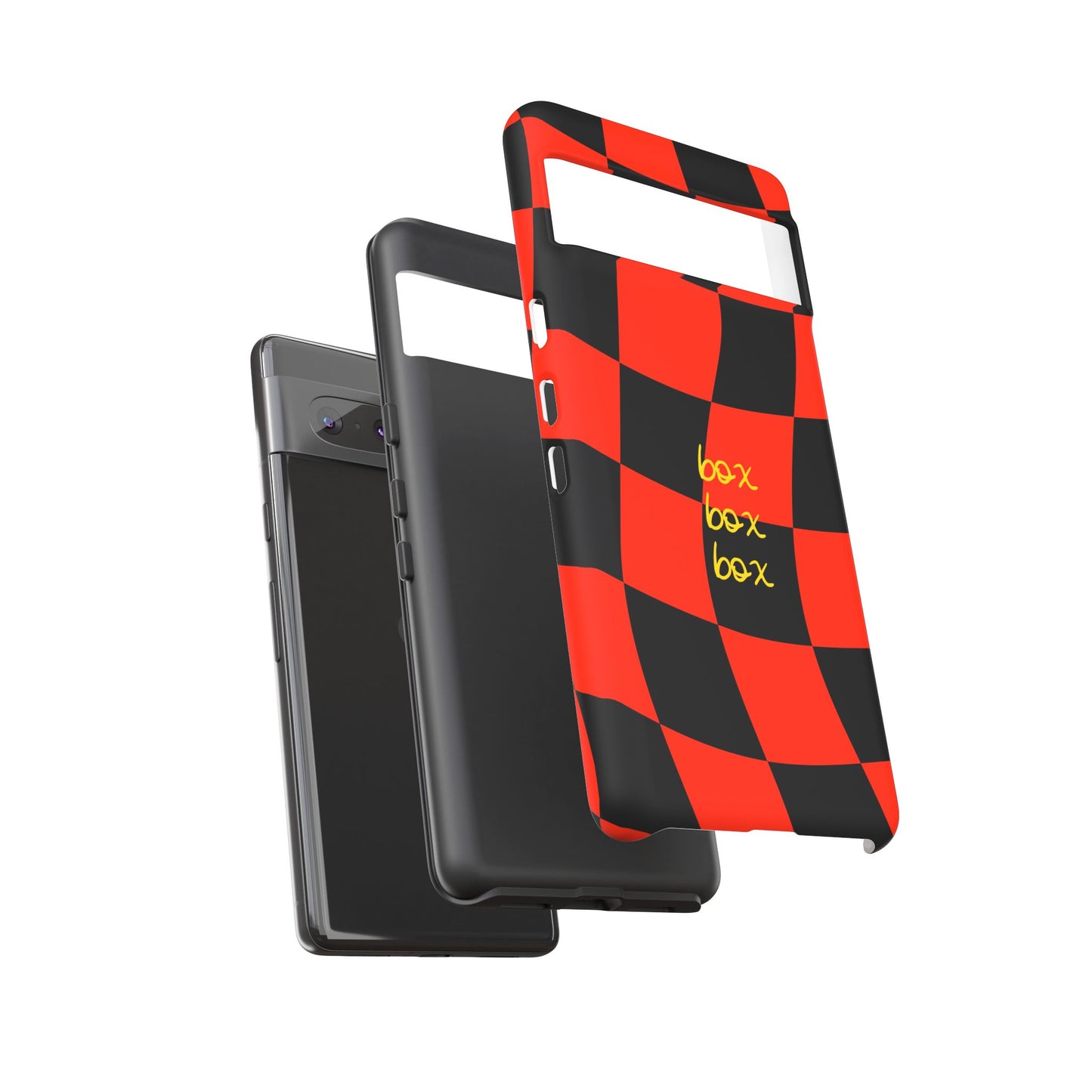 F1 Ferrari Black and Red Checkered Phone Case, Box Box Box F1 Phone Case