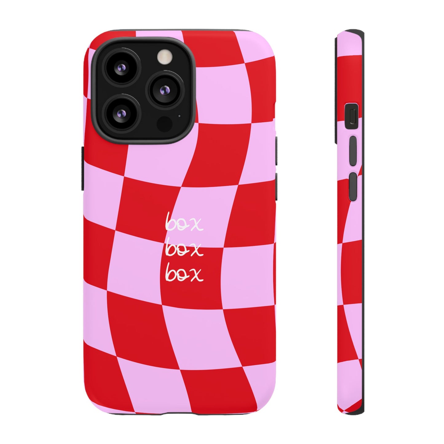 Pink and Red Checkered F1 Phone Case, Box Box Box F1 Phone Case