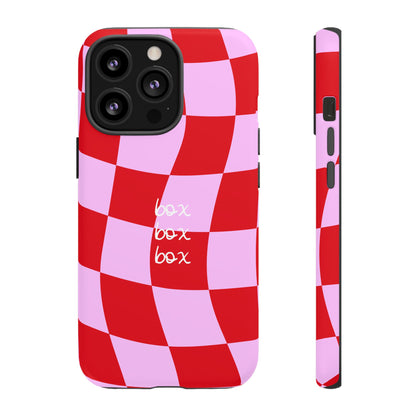 Pink and Red Checkered F1 Phone Case, Box Box Box F1 Phone Case
