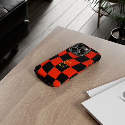 F1 Ferrari Black and Red Checkered Phone Case, Box Box Box F1 Phone Case