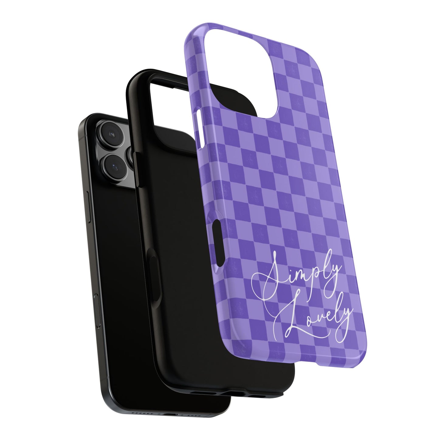 Simply Lovely Purple Checkered F1 Phone Case Design, Trendy F1 Gift, Formula 1 Gift, Cute F1 Phone Case