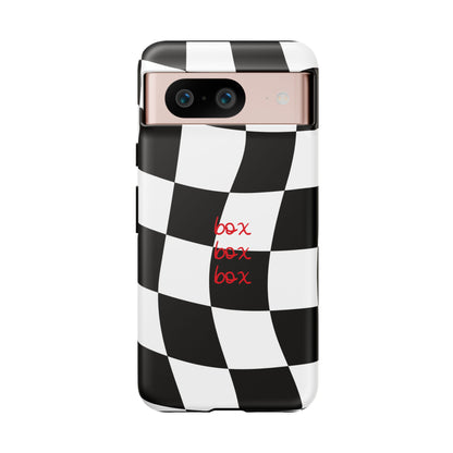 Black and Red Checkered F1 Phone Case, Box Box Box F1 Phone Case