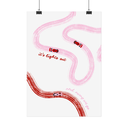 Pink and Red F1 Giclée Print Poster | Minimalist F1 Art - EU SIZING (Physical Print)