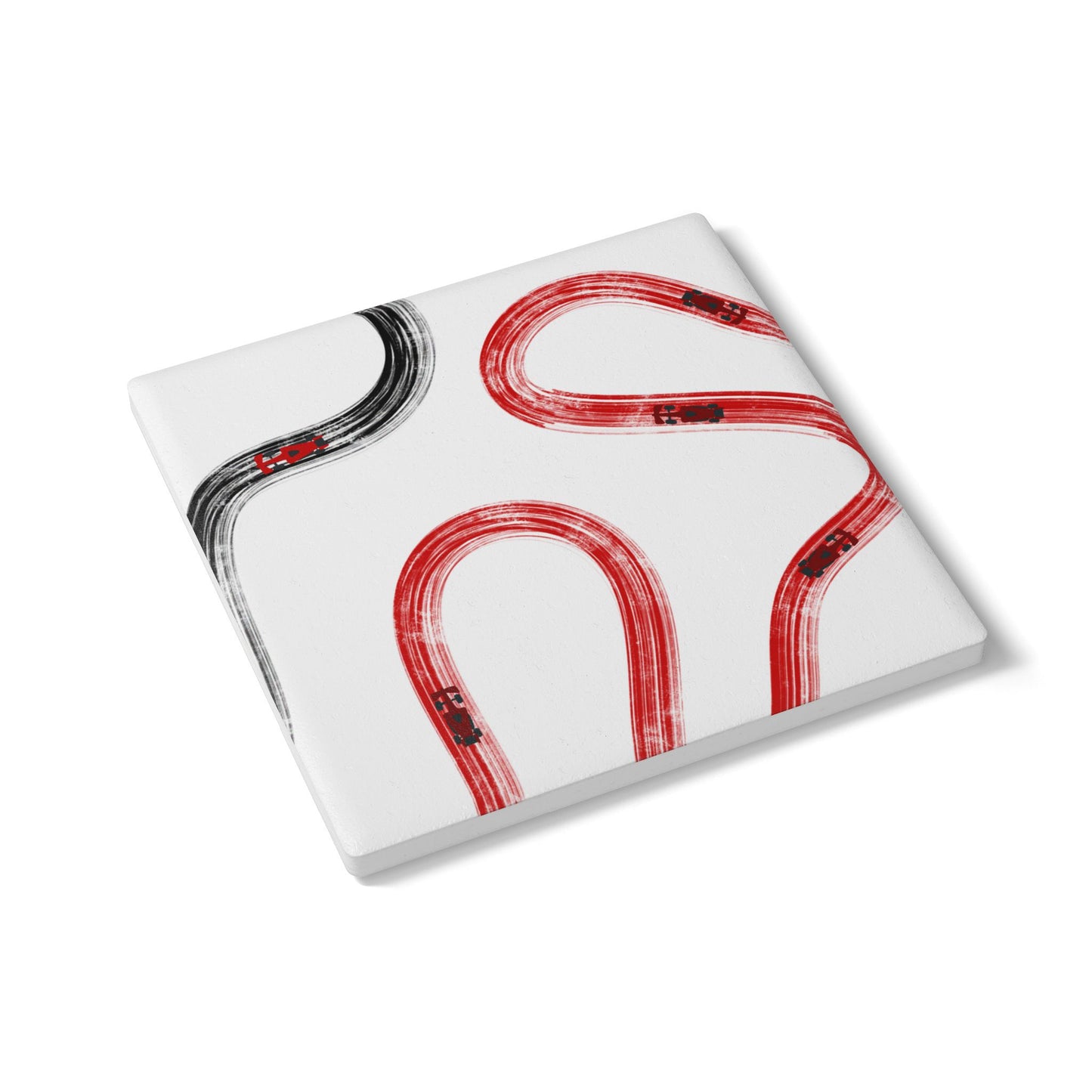 F1 Ferrari Ceramic Coaster - Red and Black Painted Tracks
