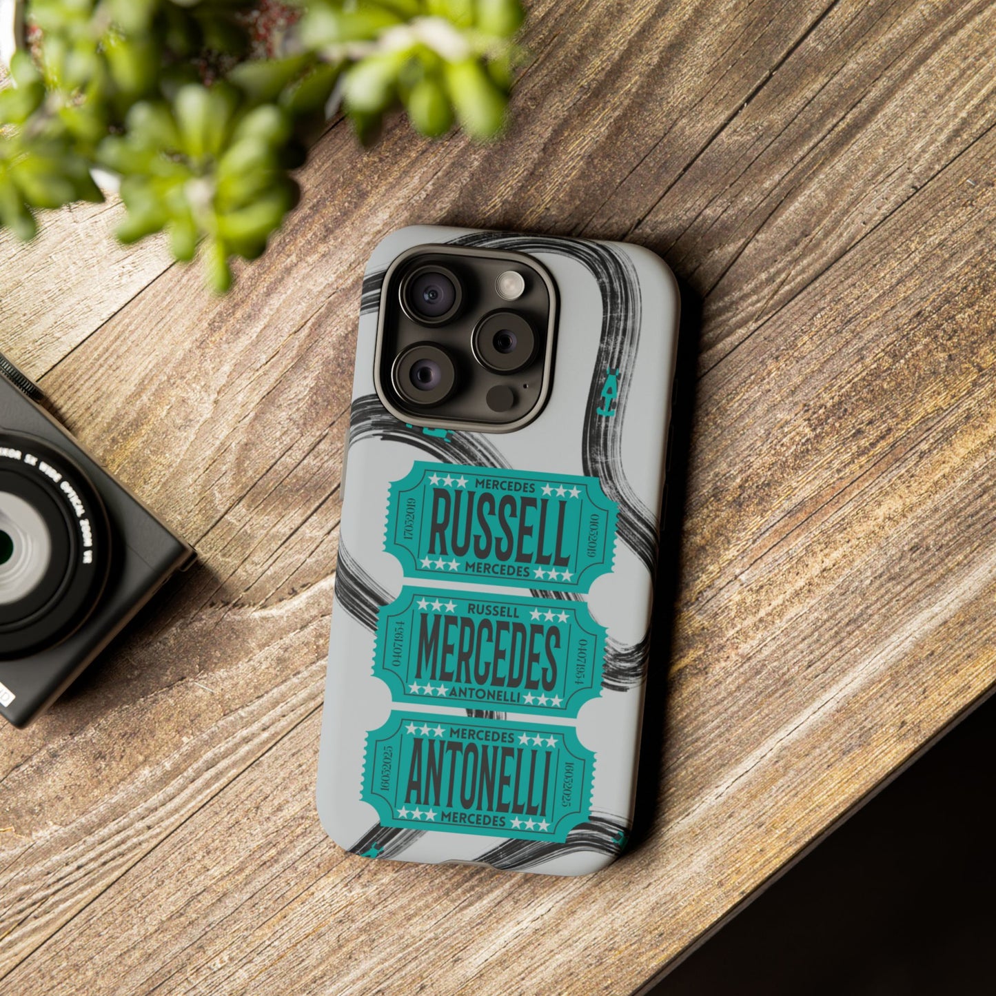 Mercedes F1 Phone Case Painted Ticket Stubs, Trendy F1 Gift, Formula 1 Gift, Cute F1 Phone Case