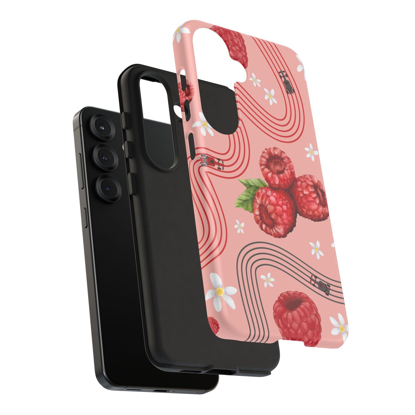 Red F1 Haas and Raspberries Phone Case, Trendy F1 Gift, Formula 1 Gift, Cute Fruit F1 Phone Case, Unique Phone Case