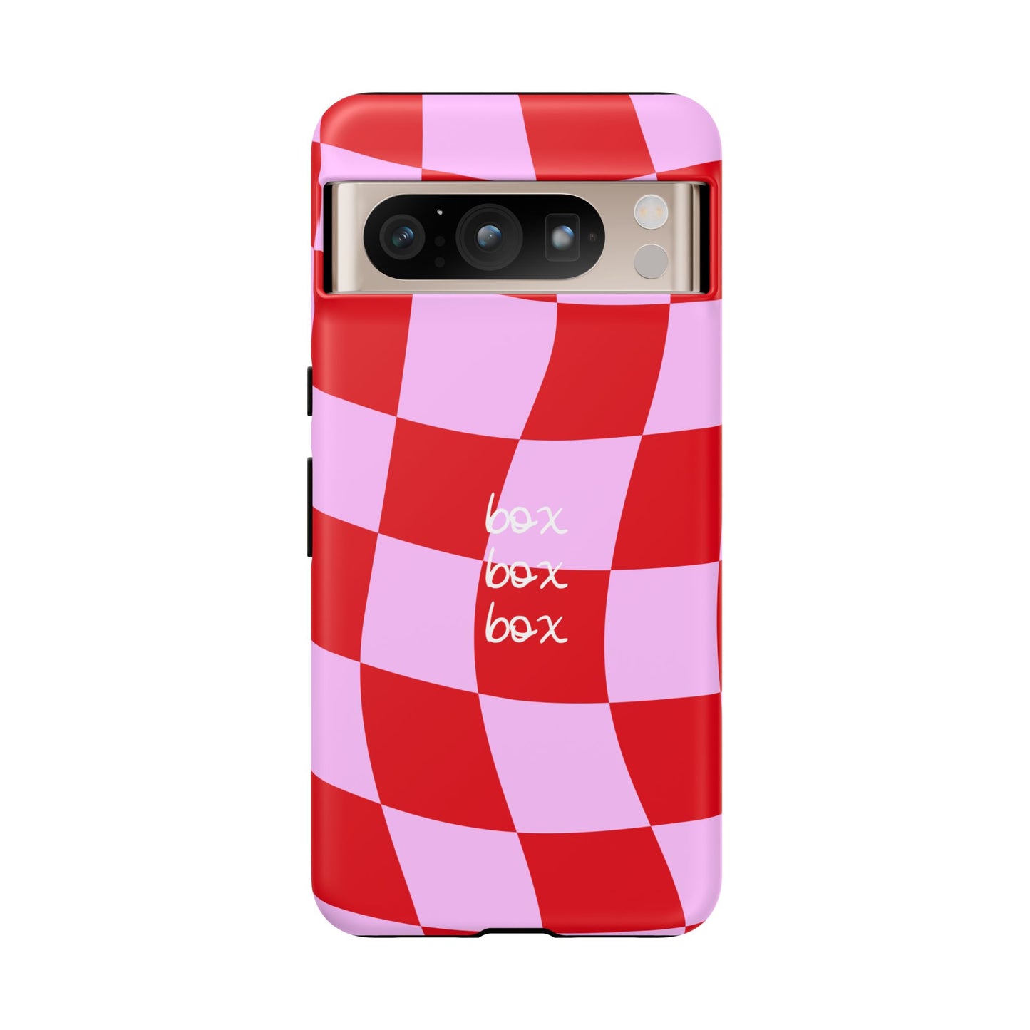 Pink and Red Checkered F1 Phone Case, Box Box Box F1 Phone Case