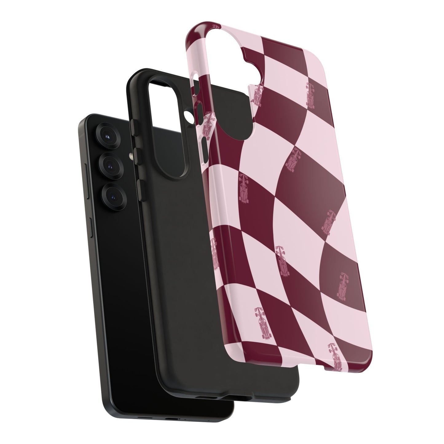 F1 Phone Case Pink Checkered Design, Trendy F1 Gift, Formula 1 Gift, Cute F1 Phone Case, Unique Formula One Phone Case