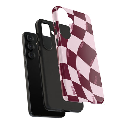 F1 Phone Case Pink Checkered Design, Trendy F1 Gift, Formula 1 Gift, Cute F1 Phone Case, Unique Formula One Phone Case