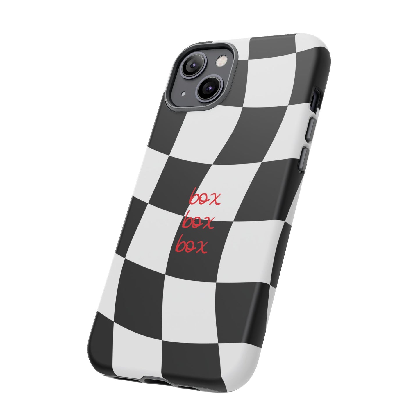Black and Red Checkered F1 Phone Case, Box Box Box F1 Phone Case