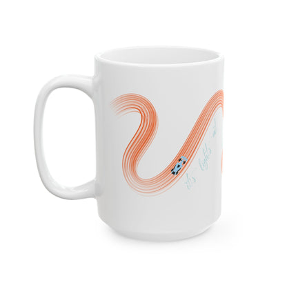 McLaren Orange and Blue Painted F1  It's Lights Out and Away We Go Mug