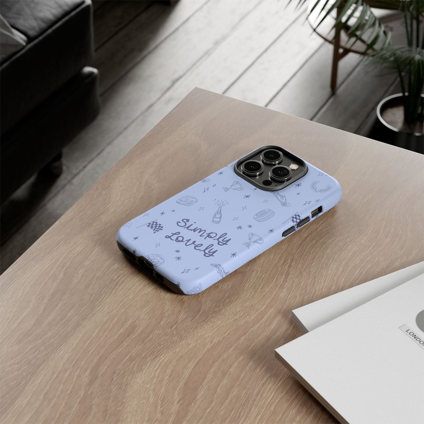 Blue Doodle "Simply Lovely" F1 Phone Case Design