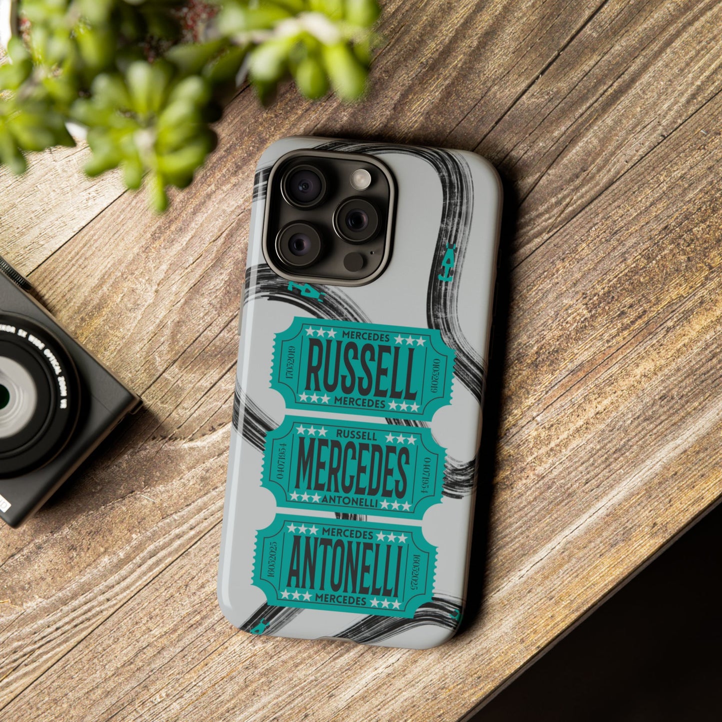 Mercedes F1 Phone Case Painted Ticket Stubs, Trendy F1 Gift, Formula 1 Gift, Cute F1 Phone Case