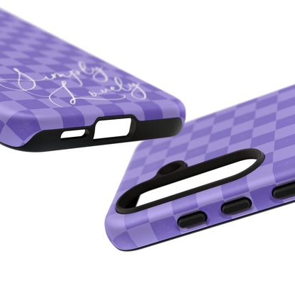 Simply Lovely Purple Checkered F1 Phone Case Design, Trendy F1 Gift, Formula 1 Gift, Cute F1 Phone Case