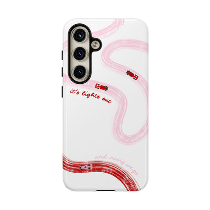 F1 Phone Case Pink and Red Painted "its lights out and away we go", Trendy F1 Gift, Formula 1 Gift, Cute F1 Phone Case, Unique Phone Case