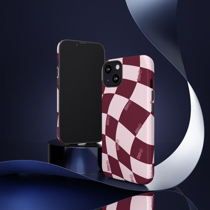 F1 Phone Case Pink Checkered Design, Trendy F1 Gift, Formula 1 Gift, Cute F1 Phone Case, Unique Formula One Phone Case