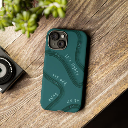 Teal Lights Out F1 Phone Case Design, Trendy F1 Gift, Formula 1 Gift, Cute F1 Phone Case, Unique Formula One Phone Case