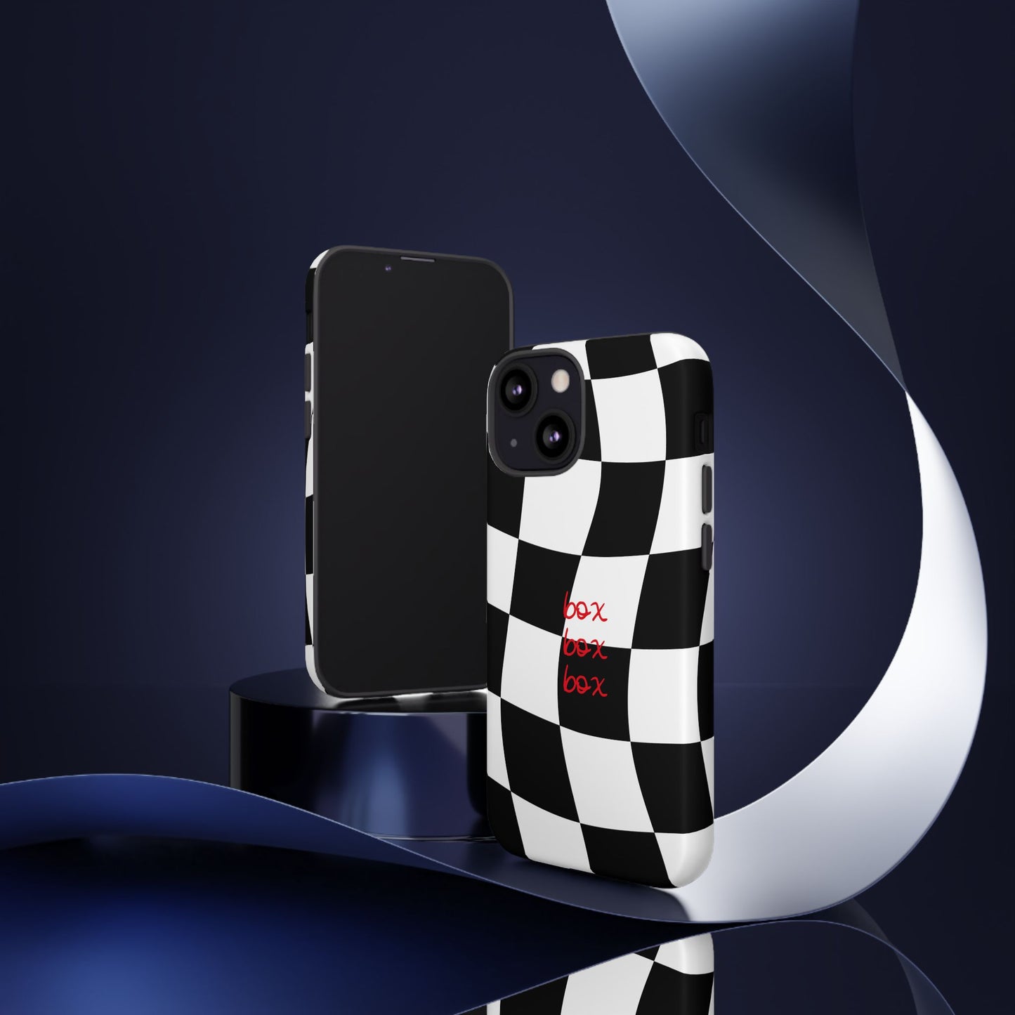 Black and Red Checkered F1 Phone Case, Box Box Box F1 Phone Case