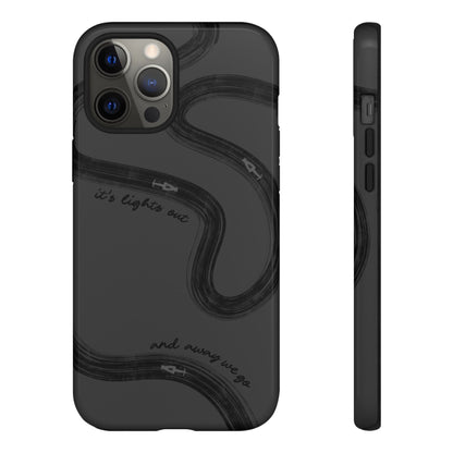 F1 Phone Case Monochrome Black Painted "its lights out and away we go", Trendy F1 Gift, Formula 1 Gift, Cute F1 Phone Case, Phone Case