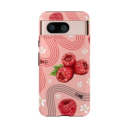 Red F1 Haas and Raspberries Phone Case, Trendy F1 Gift, Formula 1 Gift, Cute Fruit F1 Phone Case, Unique Phone Case