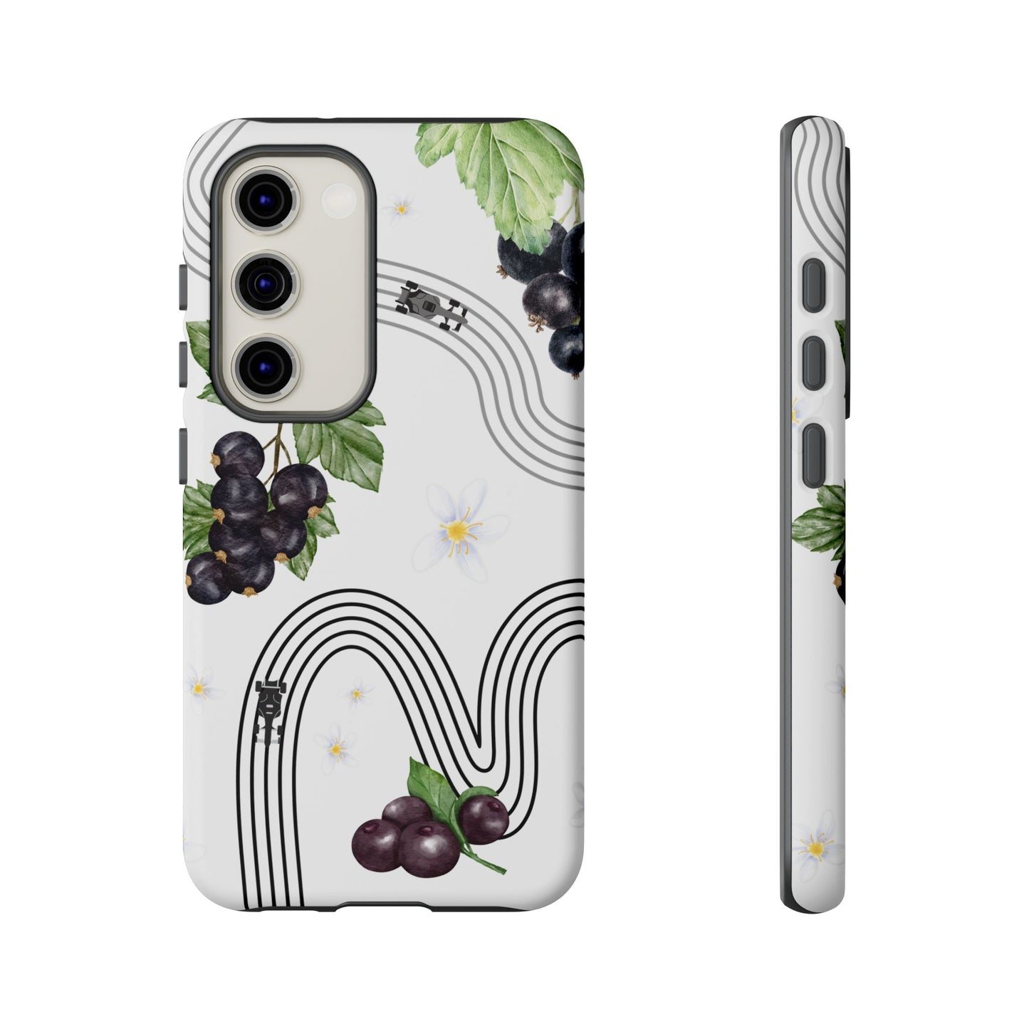 F1 Cadillac and Black Currants Phone Case, Trendy F1 Gift, Formula 1 Gift, Cute Fruit F1 Phone Case, Unique Phone Case