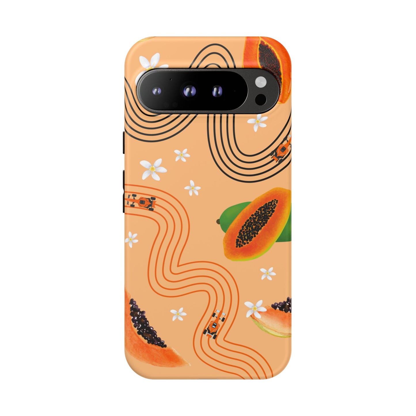 Orange F1 McLaren and Papaya Phone Case, Trendy F1 Gift, Formula 1 Gift, Cute Fruit F1 Phone Case, Unique Phone Case