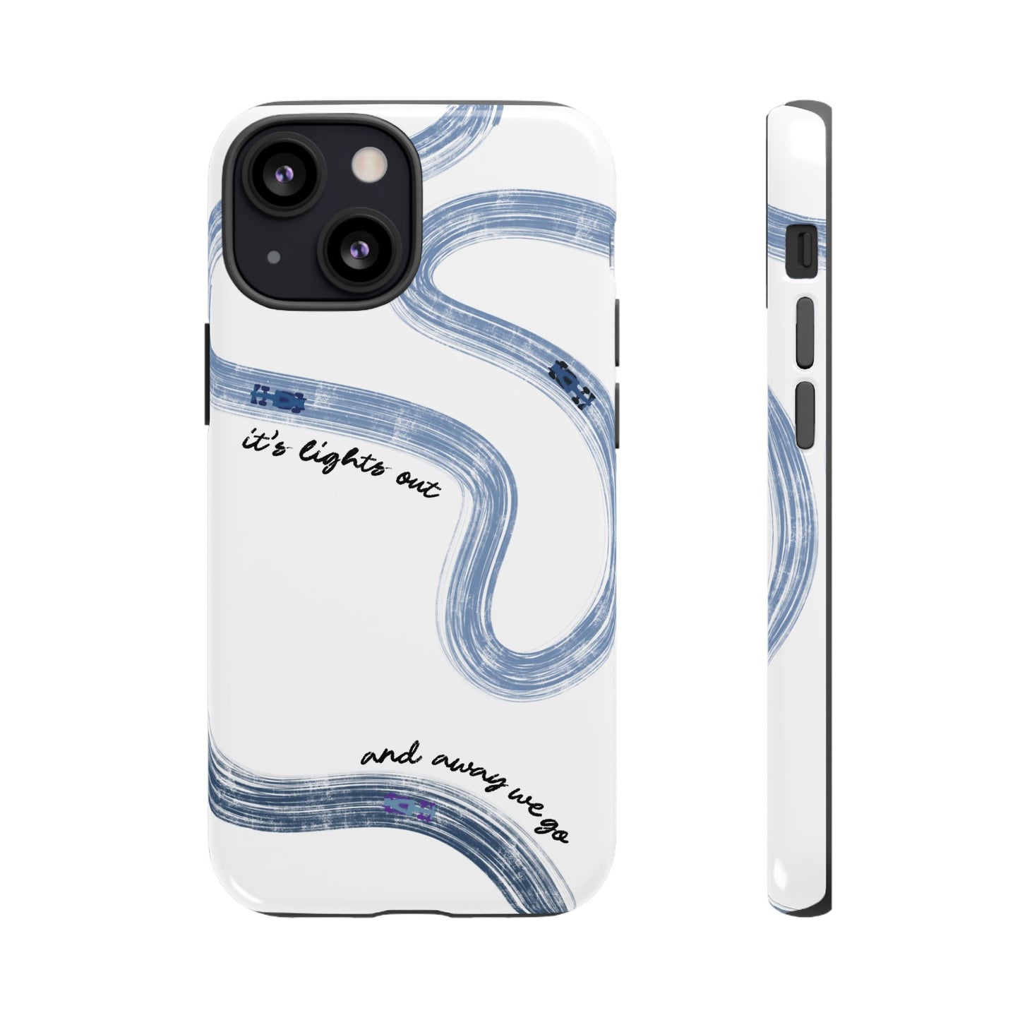 F1 Phone Case Blue Painted "its lights out and away we go", Trendy F1 Gift, Formula 1 Gift, Cute F1 Phone Case, Gift for F1 Fans