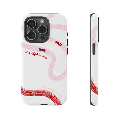 F1 Phone Case Pink and Red Painted "its lights out and away we go", Trendy F1 Gift, Formula 1 Gift, Cute F1 Phone Case, Unique Phone Case